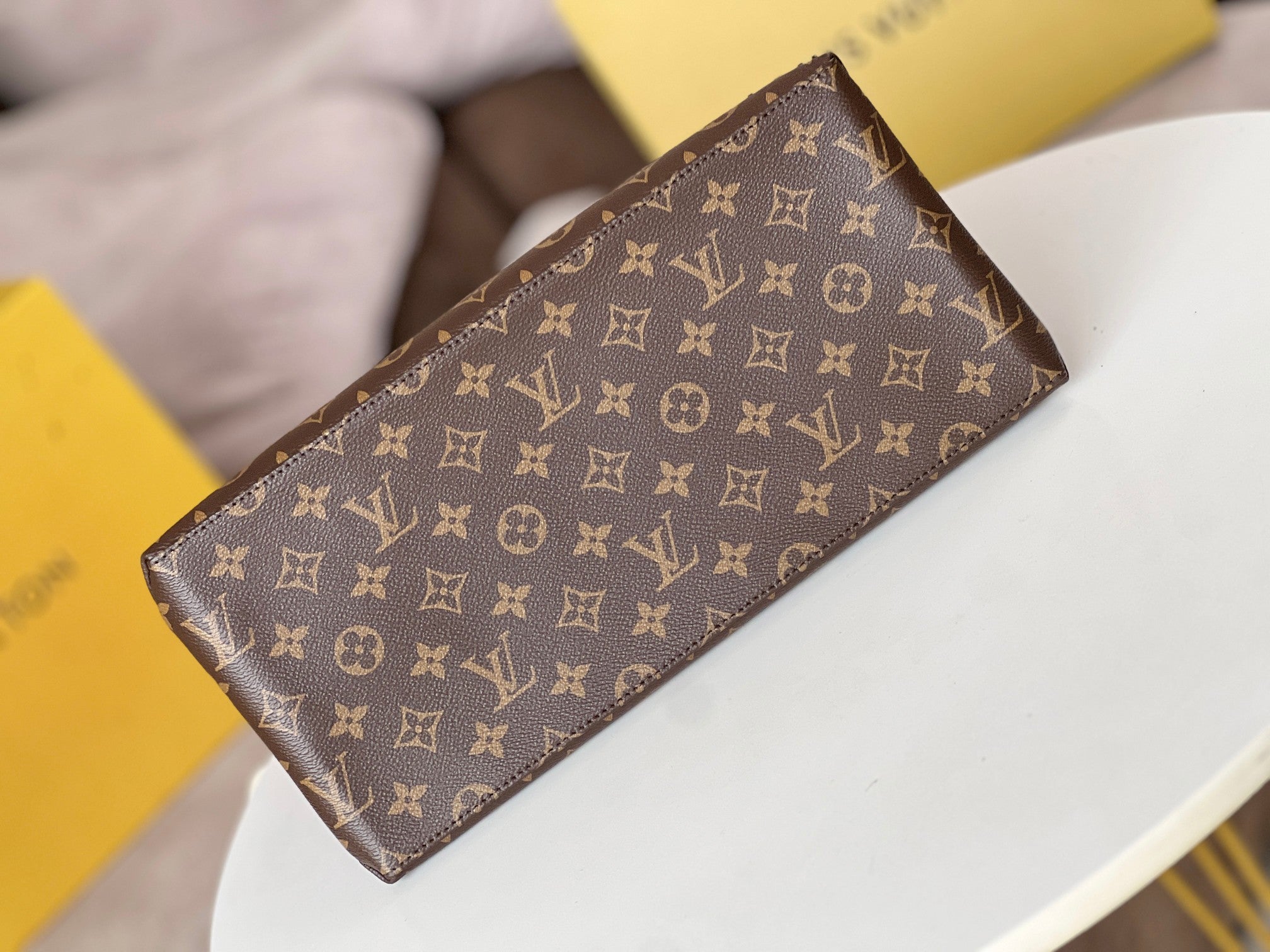 GRAND PALAIS TOTE BAG 34 IN BROWN MONOGRAM COATED CANVAS