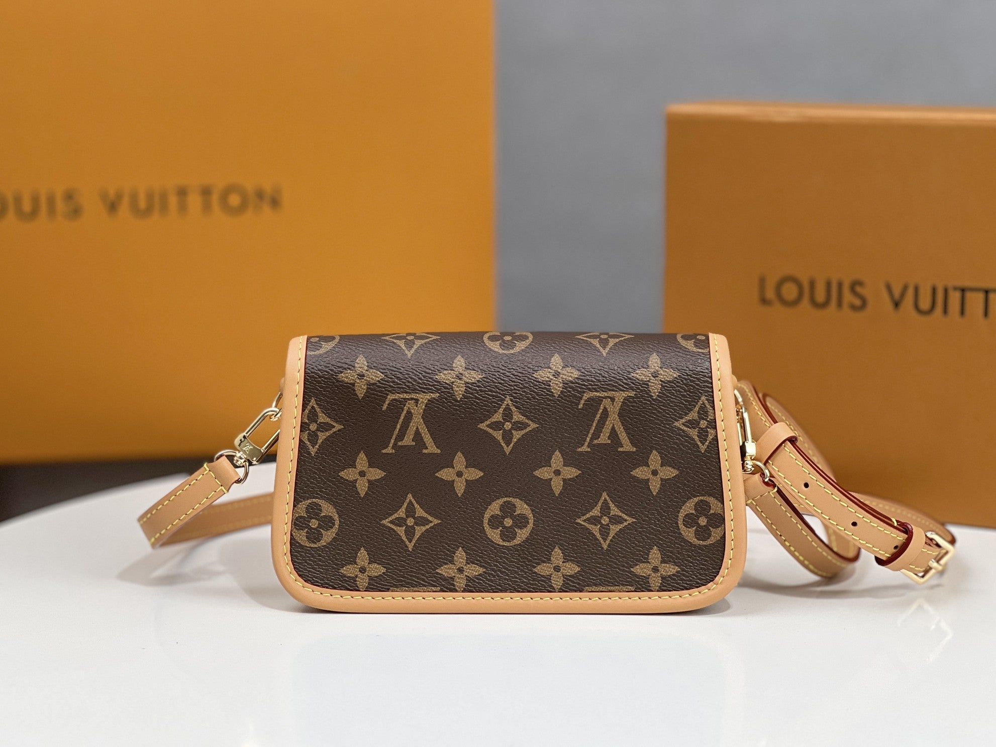 NANO DIANE 19 IN BROWN MONOGRAM CANVAS AND LEATHER TRIM