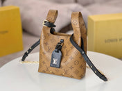LV 25S ATLANTIS BB 17 IN CARAMEL BEIGE MONOGRAM COATED CANVAS LEATHER TRIM BLACK