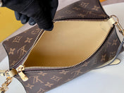 BLOOM POUCH 22 IN BROWN MONOGRAM CANVAS AND PASTEL YELLOW CALFSKIN SIDES