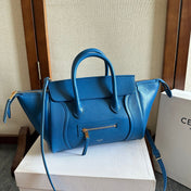 CELINE 25S NEW LUGGAGE 36MM IN DARK BLUE CALFSKIN GOLD HARDWARE