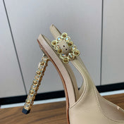 GIANVITO ROSSI 26S SLINGBACK HEELS 105 MM IN BEIGE LAMBSKIN