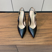 GIANVITO ROSSI 26S SLINGBACK HEELS 105 MM IN BLACK LAMBSKIN