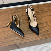 GIANVITO ROSSI 26S SLINGBACK HEELS 105 MM IN BLACK LAMBSKIN