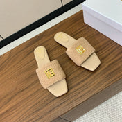 BALMAIN 26S SANDALS IN BEIGE WOOL AND CALFSKIN