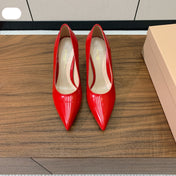 GIANVITO ROSSI 26S STILETTO PUMPS 95 MM IN RED PATENT CALFSKIN