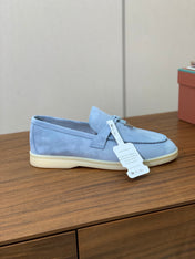 LP LOAFERS 25S IN SKY BLUE CASHMERE WITH SILVER HARDWARE