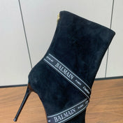 BALMAIN 26S BOOTS 95 MM IN BLACK SUEDE