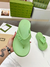 THONG PLATFORM 5 CM IN PISCHIATO GREEN IMPORTED TPU
