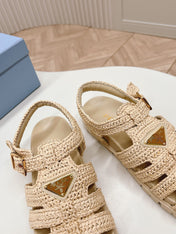 PRA RUBBER FISHERMAN SANDALS BEIGE LAMBSKIN