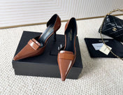 D'ORSAY PUMPS IN BRONZE BROWN SMOOTH CALFSKIN