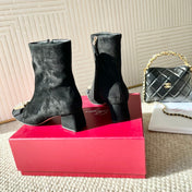 BELLE VIVIER ANKLE BOOTS IN BLACK SUEDE RHINESTONE BUCKLE