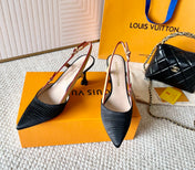 BLOSSOM PUMP SLINGBACKS 75 MM IN BLACK IMPORTED STRIPED SILK SATIN
