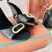 HIGH HEELS SANDALS 80 MM IN BLACK SATIN MIX SUEDUE