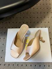 CD TRIBALES PUMPS IN BEIGE SATIN AND CALFSKIN