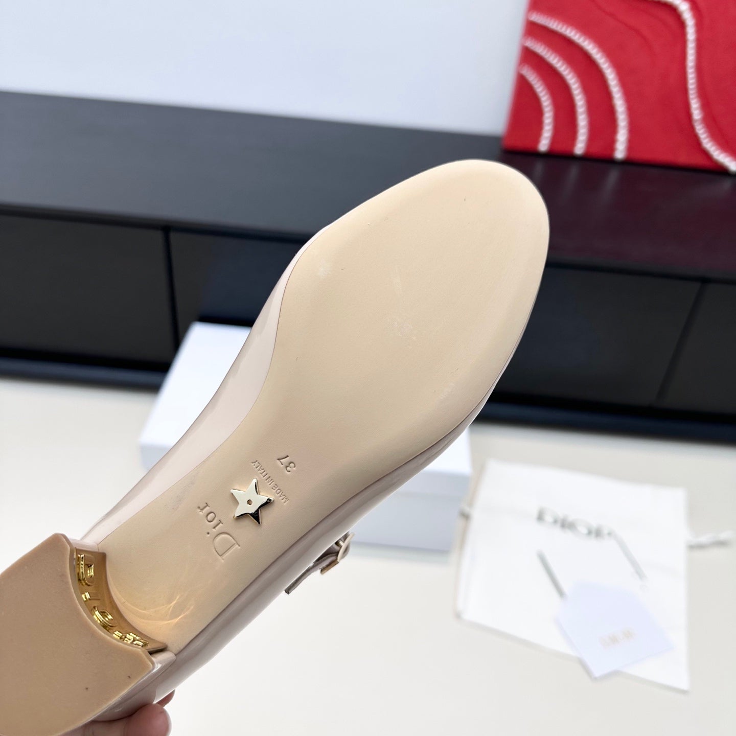 DIOR 26S MARY JANE PUMPS 45MM IN LIGHT BEIGE PATENT CALFSKIN GOLD HARDWARE