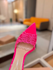 GIANVITO ROSSI 26S HEELED SANDALS 105 MM IN PINK LACE AND LAMBSKIN