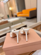 GIANVITO ROSSI 26S HEELED SANDALS 105 MM IN WHITE LACE AND LAMBSKIN