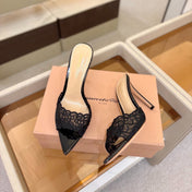 GIANVITO ROSSI 26S HEELED SANDALS 105 MM IN BLACK LACE AND LAMBSKIN