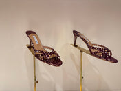 AQUAZZURA 26S HIGH-HEEL SANDALS 70 MM IN BURGUNDY SUEDE