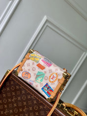 SIDE TRUNK MM 23.5 IN MONOGRAM DUNE CANVAS AND CALFSKIN