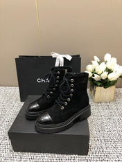 SHORT BOOTS BLACK SUEDE LAMBSKIN