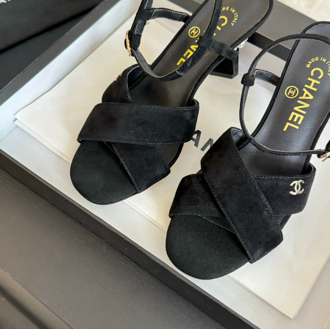 High Sandals Lambskin Black