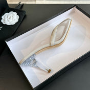 Double C High Heel White Lambskin