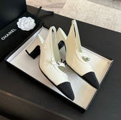 Double C WOMEN'S Slingback SPIRIT TOE White Lambskin