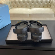 PRA FLAT NAPPA SANDALS BLACK LAMBSKIN