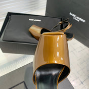 SL FISH MOUTH SANDAL PUMP BRONZE POLISHED CALFSKIN