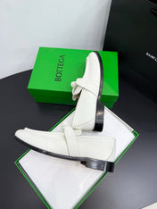 BOTTEGA VENETA 26S LOAFERS IN WHITE GRAINED CALFSKIN