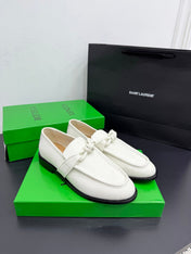 BOTTEGA VENETA 26S LOAFERS IN WHITE GRAINED CALFSKIN