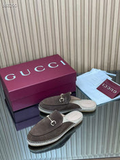 GUCCI 26S LOAFER MULES IN DARK BROWN SUEDE