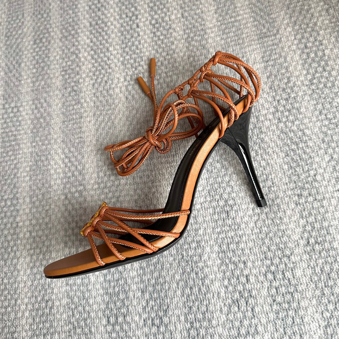 BABYLONE SANDALS 90 IN BLACK TAN LAMBSKIN