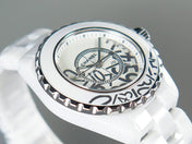 J12 Date Quartz White Ceramic Stainless Graffiti Limited