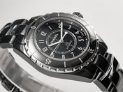 J12 Date Automatic Black Ceramic White Numerals Black Dial White Steel Hands