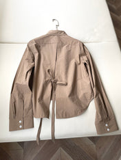 Loewe Hollow Embroidered Shirt Brown Polyester Fiber