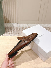YSL 25S LOAFER MULE IN BROWN CALFSKIN