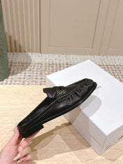 YSL 25S LOAFER MULE IN BLACK CALFSKIN