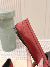 YSL 25S SAINT LAURENT POPPY BALLET FLATS IN VINTAGE RED SILK