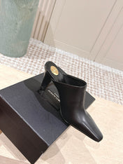 YSL 25S JILL MULES IN BLACK SMOOTH CALFSKIN