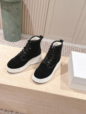 CHLOÉ 26S PLATFORM SOLE BOOTS 68 MM IN BLACK SUEDE