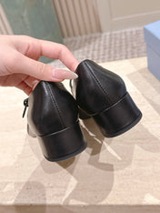 PRADA 26S MARY JANE 40MM IN BLACK CALFSKIN WITH LOGO
