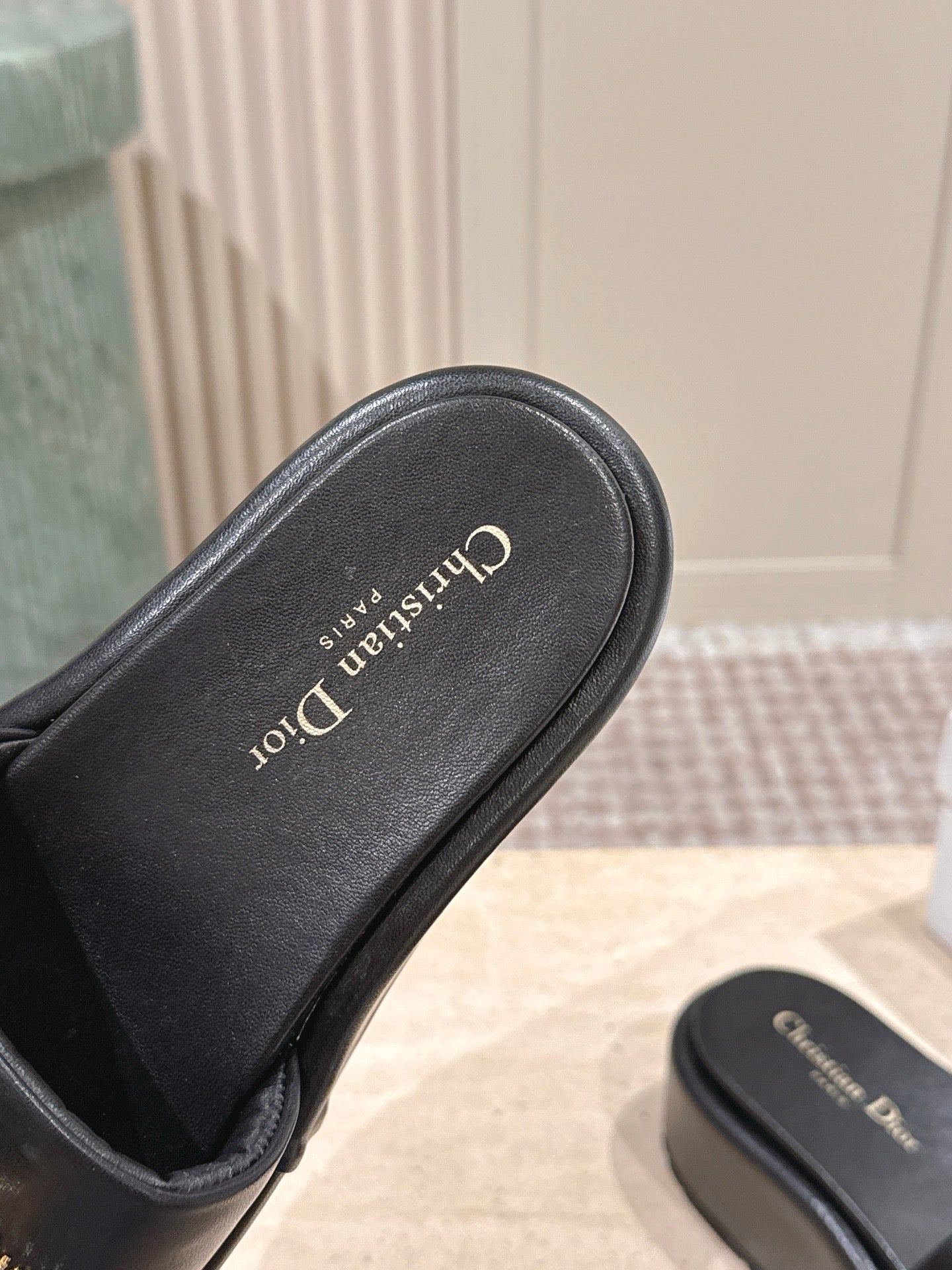 DIOR 26S PLATFORM SLIDE SANDALS 60 MM IN BLACK CALFSKIN