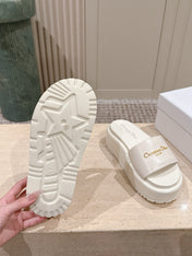 DIOR 26S PLATFORM SLIDE SANDALS 60 MM IN WHITE CALFSKIN