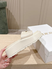 DIOR 26S PLATFORM SLIDE SANDALS 60 MM IN WHITE CALFSKIN