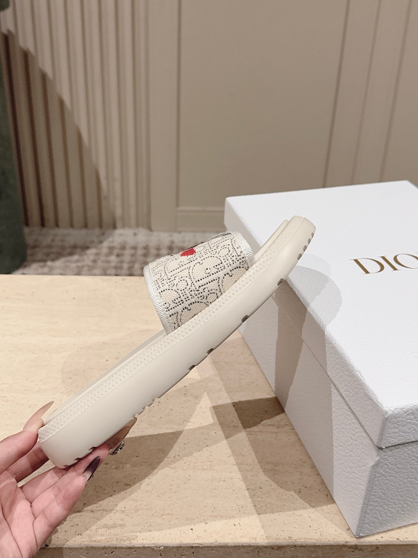 DIOR 26S SLIDE SANDALS IN WHITE LACE MONOGRAM EMBROIDERED CANVAS