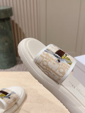 DIOR 26S SLIDE SANDALS IN BEIGE MONOGRAM EMBROIDERED CANVAS