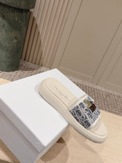 DIOR 26S SLIDE SANDALS IN WHITE MONOGRAM EMBROIDERED CANVAS